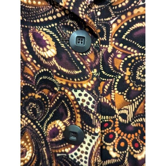 Requirements Paisley Jacket Blazer Brown Gold Size XL 3 Buttons Vintage 90s - Picture 3 of 5